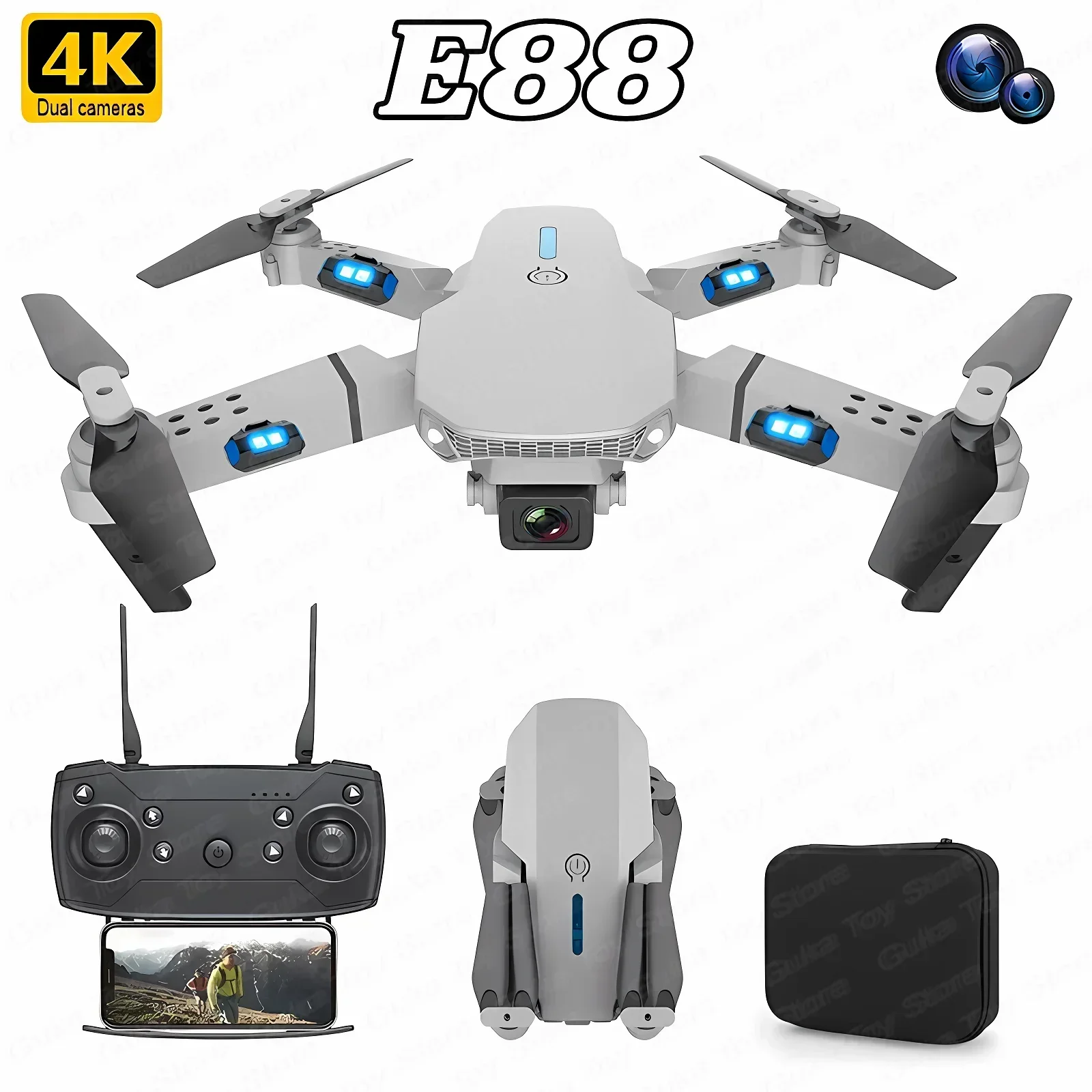 Drone Rc Helicopter With Camera - E88 Pro WIFI FPV Дрон Широкоугольный