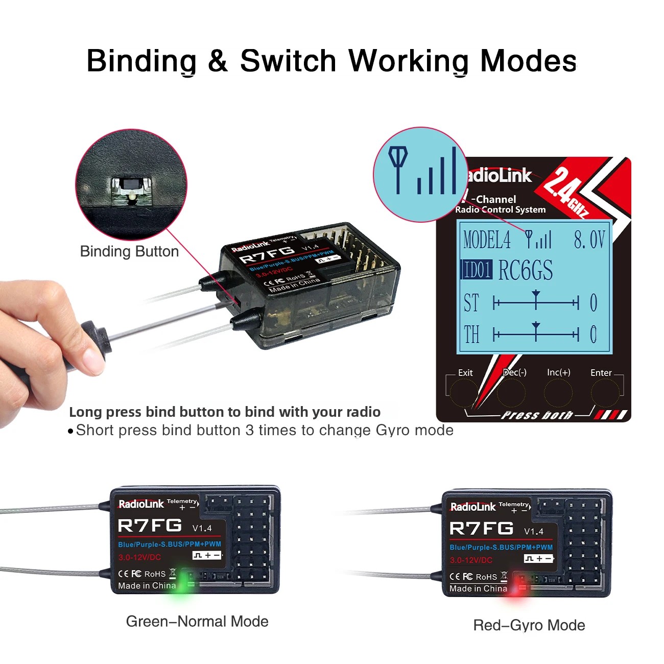 Telemetry Module Rc - Радиоприемник Radiolink R7FG 7-канальный 2.4G с